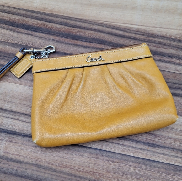 Coach Handbags - Coach Tan Leather Wristlet with Removable Strap
